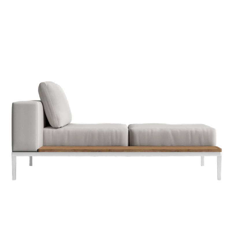 Side View of the Francis Outdoor Left Chaise In Palisades Color With White Base