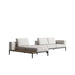 Angled Front Facing View of The Francis Outdoor Modular Left Sectional Sofa In Palisades Color With Black Base