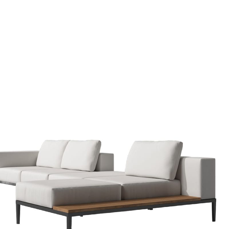 Right Angled View of The Francis Outdoor Modular Right Sectional Sofa In Palisades Color With Black Base