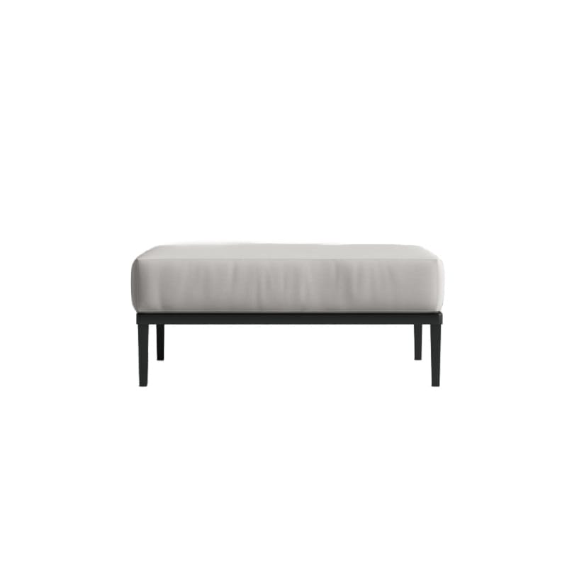 Front View Of The Francis Outdoor Ottoman In Palisades Color With Black Base