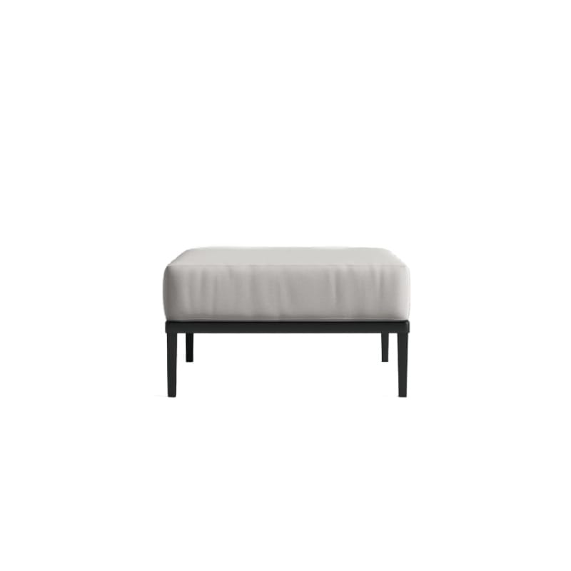 Side View Of The Francis Outdoor Ottoman In Palisades Color With Black Base