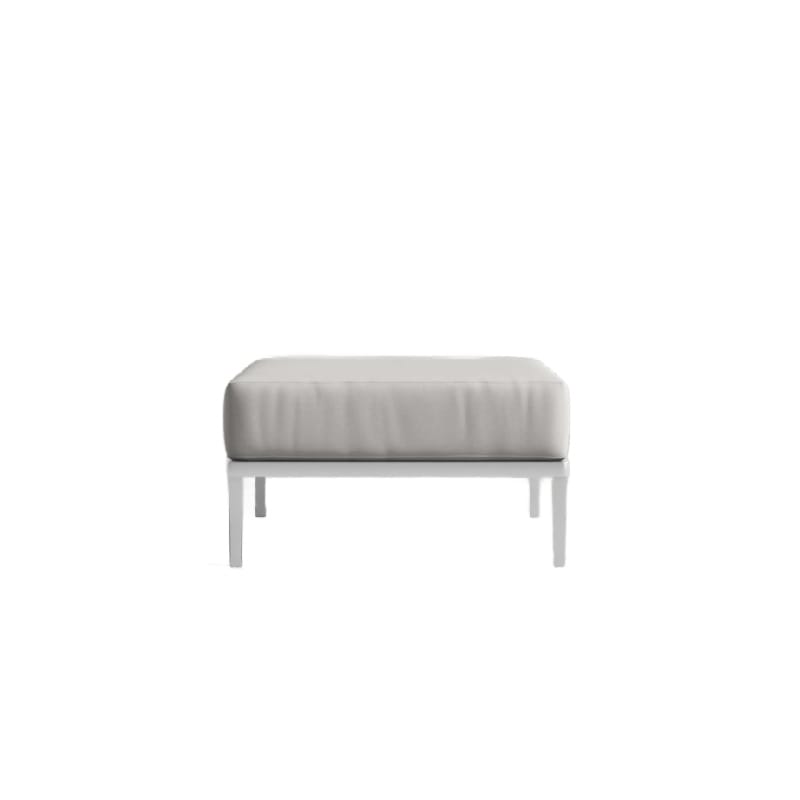 Side View Of The Francis Outdoor Ottoman In Palisades Color With White Base