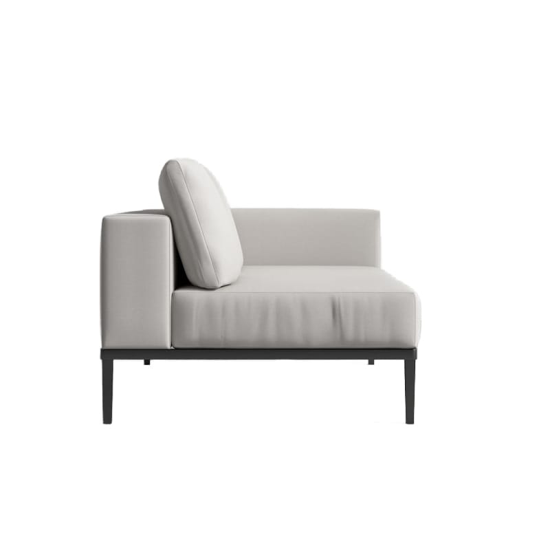 Side View of The Francis Outdoor Right Arm 2 Seater In Palisades Color With Black Base