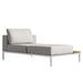 Angled View of the Francis Outdoor Right Chaise In Palisades Color With White Base