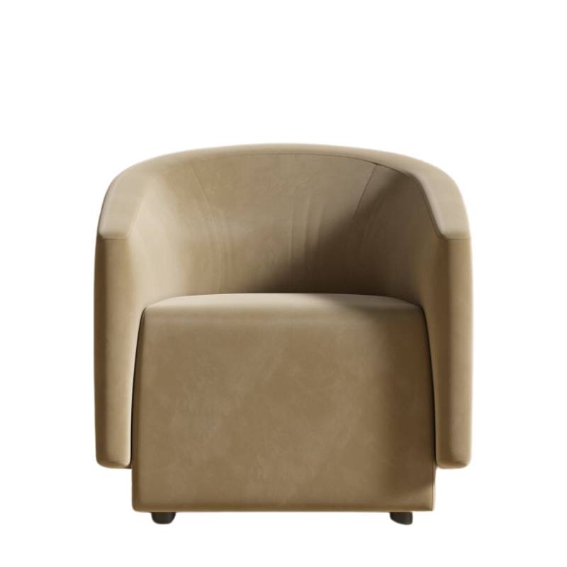 Front Facing View of The Hadrian Armchair in Dune Fabric