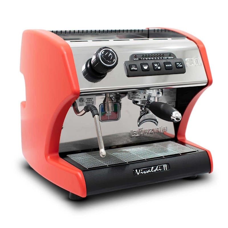 Angled Left View of the La Spaziale S1 Vivaldi II Professional Dual Boiler Home Espresso Machine In Red