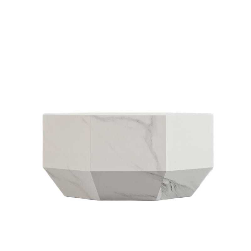 Front Facing View Of The Leia Coffee Table With White Calacatta Ceramic Surface