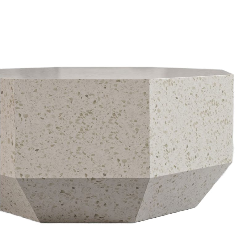 Close Up View Of The Leia Coffee Table With White Terrazzo Surface