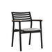 Angle View Of The Linnea Outdoor Dining Chair In Encino Fabric With Black Frame