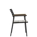 Side View Of The Linnea Outdoor Dining Chair In Palisades Fabric With Black Frame