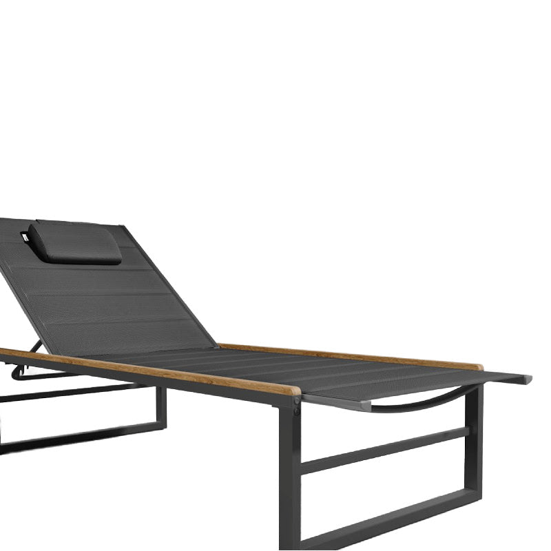 Close Up View Of The Linnea Outdoor Lounger in Black