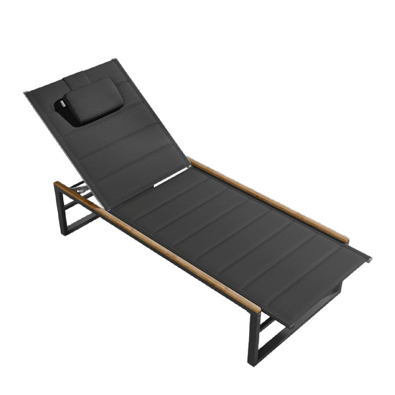 Angled Overhead View Of The Linnea Outdoor Lounger in Black