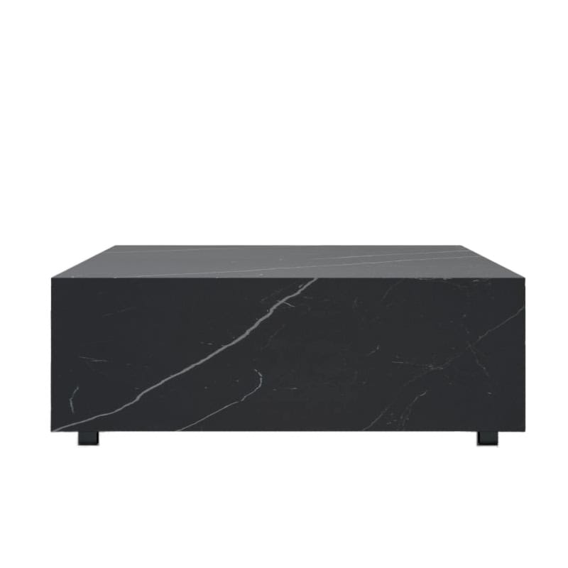 Front Facing View of The 40" x 40" Liza Coffee Table Grande in Black Pietra Ceramic