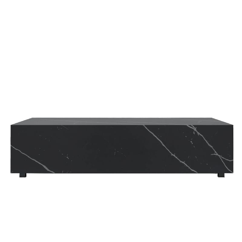 Front Facing View of The 40" x 60" Liza Coffee Table Grande in Black Pietra Ceramic