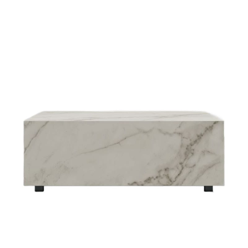 Front Facing View of The 40" x 40" Liza Coffee Table Grande in White Calacatta Ceramic