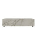 Front Facing View of The 40" x 60" Liza Coffee Table Grande in White Calacatta Ceramic