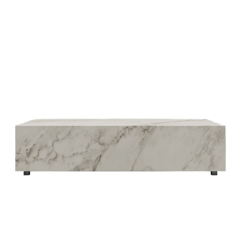 Front Facing View of The 40" x 60" Liza Coffee Table Grande in White Calacatta Ceramic