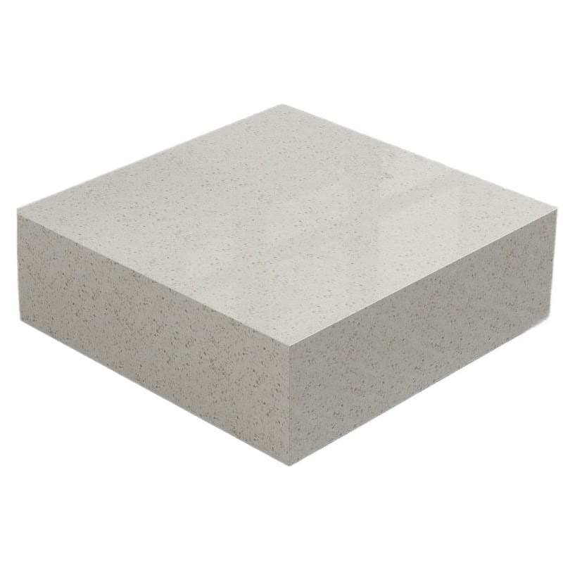 Angled Overhead View of The 40" x 40" Liza Coffee Table Grande in White Terrazzo Color