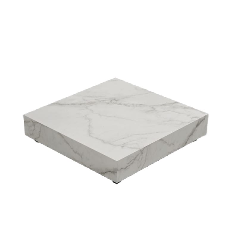 Angled Overhead View of The Liza Coffee Table Size 40x40 With White Calacatta Ceramic Surface