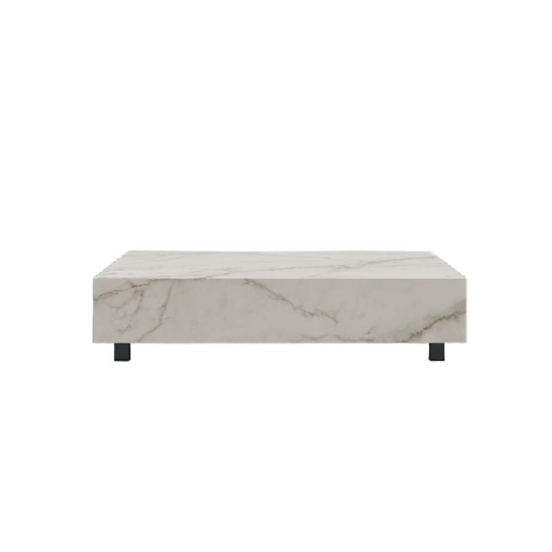 Front Facing View of The Liza Coffee Table Size 40x40 With White Calacatta Ceramic Surface