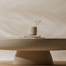 Close Up Front Facing View of the Maria Coffee Table in Alabaster Concrete in a Living Room