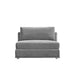 Front Facing View of The Milo 1-seater Armless in Glacier Grey Fabric and Color