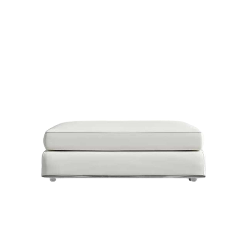 Front Facing View of The Milo 1-Seater Ottoman in Trento Eggshell Fabric and Color