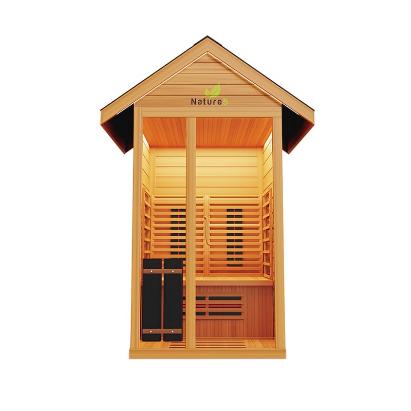 Front Facing View Of The Medical Saunas 2-Person Nature 5 Ultra Full Spectrum Outdoor Dry Sauna