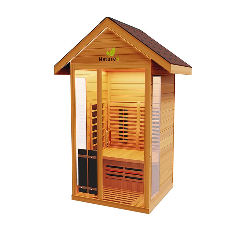 Right Angled 20 Degree View of The Medical Saunas 2-Person Nature 5 Ultra Full Spectrum Outdoor Dry Sauna