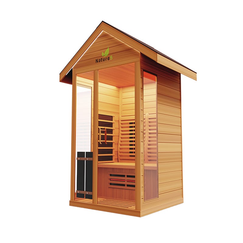 Right Angled 30 Degree View Of The Medical Saunas 2-Person Nature 5 Ultra Full Spectrum Outdoor Dry Sauna