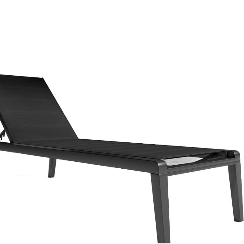 Close Up View Of The Preston Outdoor Lounger In Black