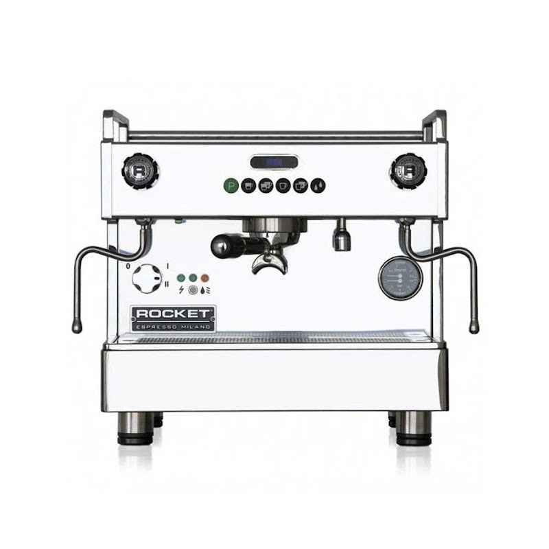 Front Facing View Of The Rocket Boxer Shot Timer Commecial Espresso Machine Tall Cup - 1 Group