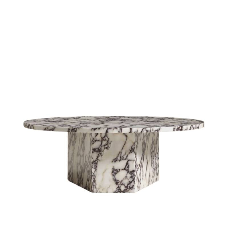 Side View of the 2nd one The Romulus Nesting Coffee Tables in Viola Marble