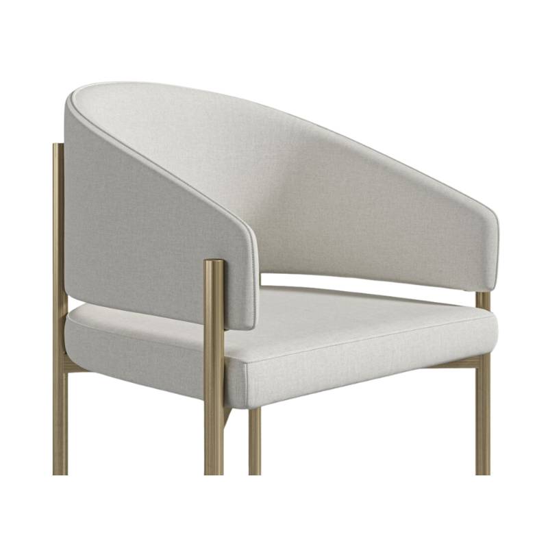 Front Facing View of The Solana Dining Chair in Alesund Fabric and Antique Brushed Brass Base