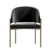 Front Facing View of The Solana Dining Chair in Black Fabric and Antique Brushed Brass Base