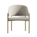 Front Facing View of The Solana Dining Chair in Latte Fabric and Antique Brushed Brass Base