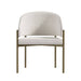 Front Facing View of The Solana Dining Chair in Pearl Fabric and Antique Brushed Brass Base