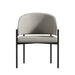 Front Facing View of The Solana Dining Chair in Trento Taupe Fabric and Black Base