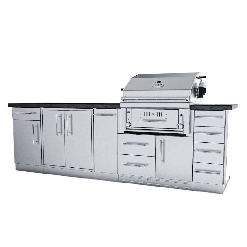 ALAMO 9 Foot Outdoor Kitchen Cabinet Island Package with Hybrid Grill – SCPALAMO