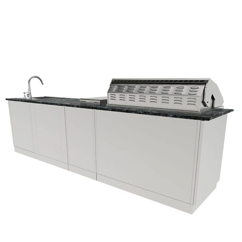 Angled Back Facing View Of the Sunstone DELUXE 10 Foot Outdoor Kitchen Island Package