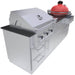 Front Left Angle of the Sunstone KAMADO 8 Foot Outdoor Kitchen Island Package With Red KAMADO