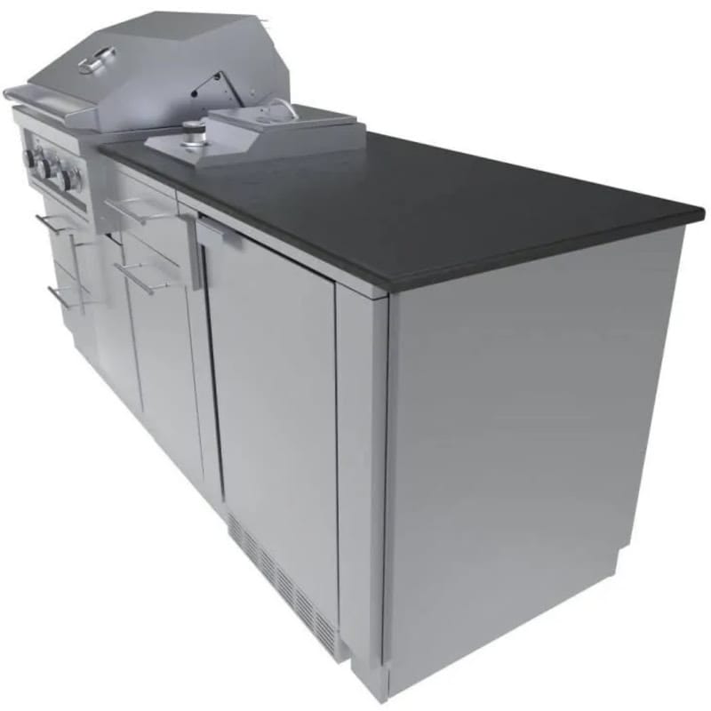 Angled Right Side View Of The Sunstone TANGO 7 Foot Outdoor Kitchen Island Package