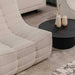 Close Up View of The Tanner Chaise in Pearl Fabric and Color in a Living Room