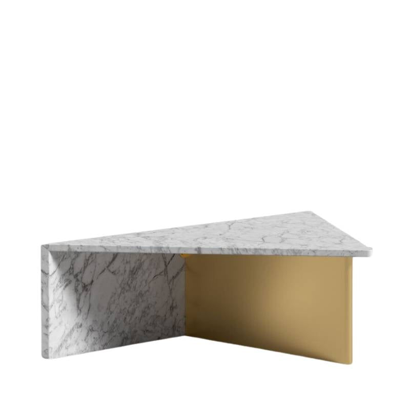 Angled View of The Low Terra Coffee Table in White Marble