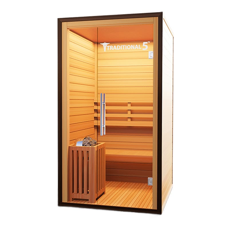 Slightly Angled Right View of The Medical Saunas 2-Person Traditional 5 Indoor Steam Sauna