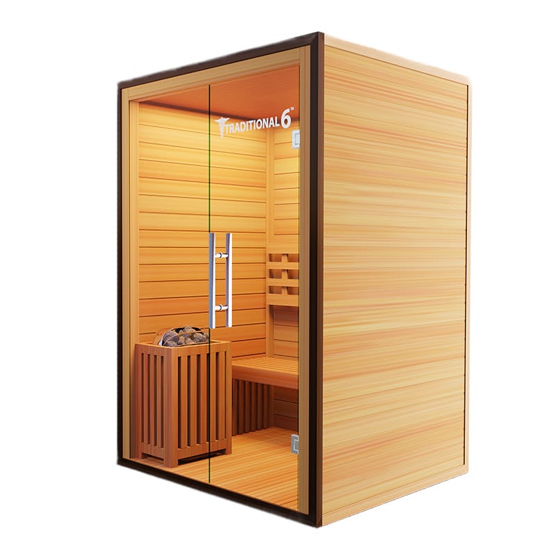 45 Degree Right Side View Of The Medical Saunas 3-Person Traditional 6 Indoor Steam Sauna