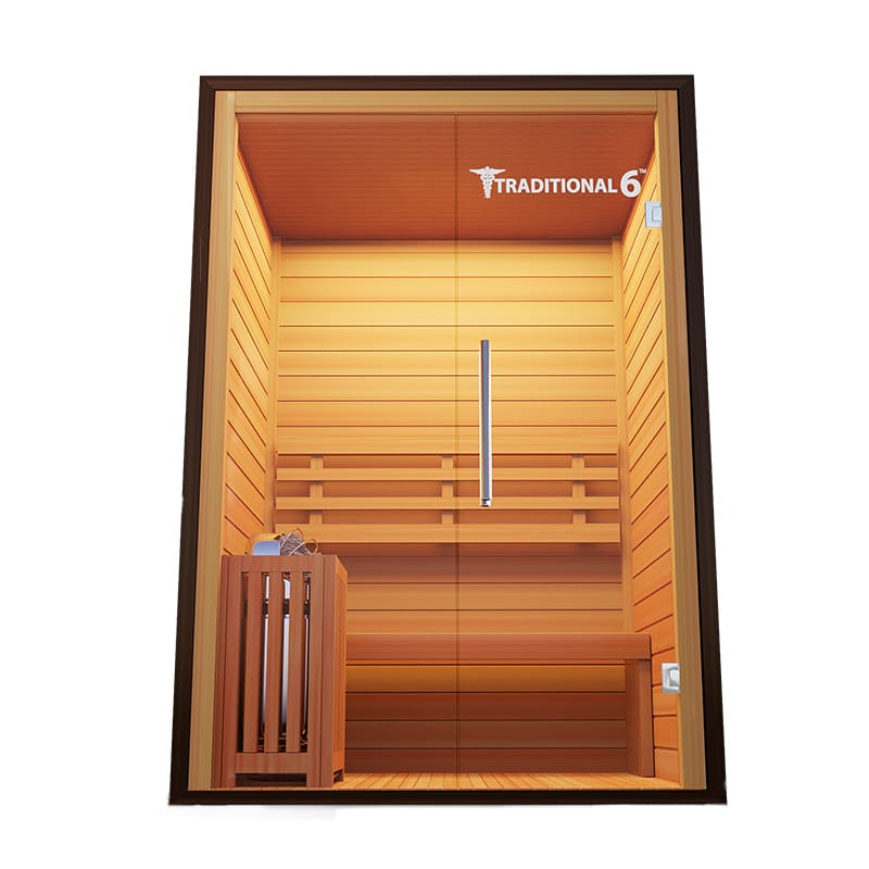 Angled Front Facing View Of The Medical Saunas 3-Person Traditional 6 Indoor Steam Sauna