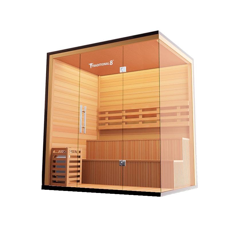 Right Angled View Of The Medical Saunas 6-Person Traditional 8 Plus Indoor Steam Sauna