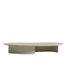 Front Facing View of The Valerian Coffee Table With White Travertine Surface and Alabaster Matte Lacquer Base