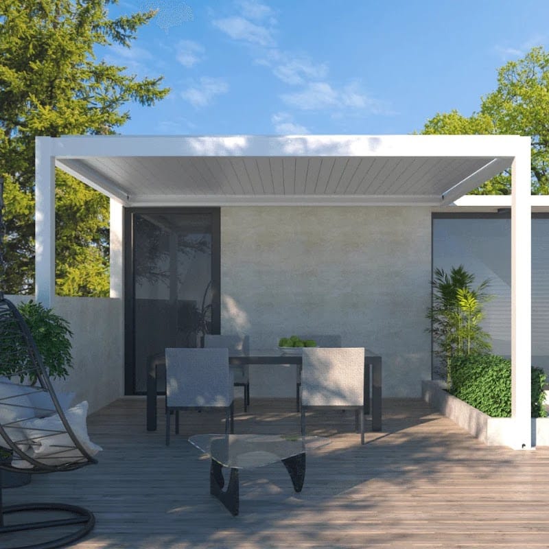 Bon Pergola Wall Mounted Villa Pergola With Louvers Motorization And Lighting included